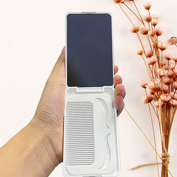 Liten spegelkam Set Enfärgad Mode Portable Fold Makeup White