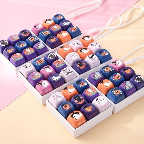 9-tastet Halloween-tema tastaturvedhæng Kreativ e Keycap Fidget A2
