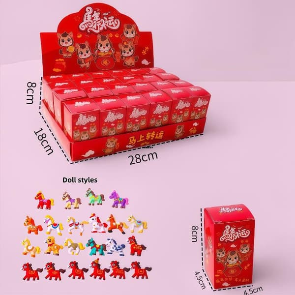 12/24 st 2026 Hästår Nyckelring Blind Box 3D Tecknad Hänge A3