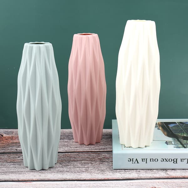 Blomvas Dekoration Hem Plast Vas Vit Imitation Cerami White