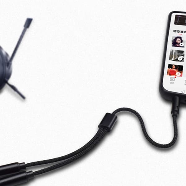 AUX Kabelstik 3,5MM o Kabel han til dobbelt hun Stereo o Cab grey