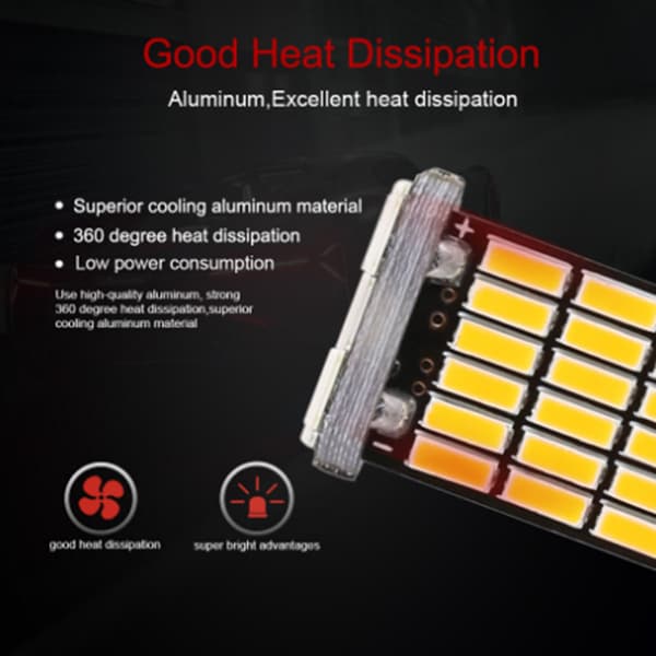2 stk 1157 LED Canbus P21W/5W Bay15d 45 LED lyspære Red