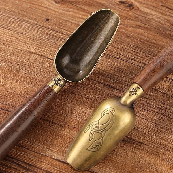 1 Pack Teaspoon Ebenholts Teaspoon Massivt Trä Vintage Tespatel A