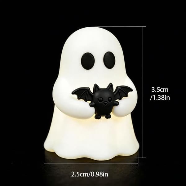 Halloween Lysande Mini Spökstaty Mjukt Glödande I Mörkret Prydnad A3