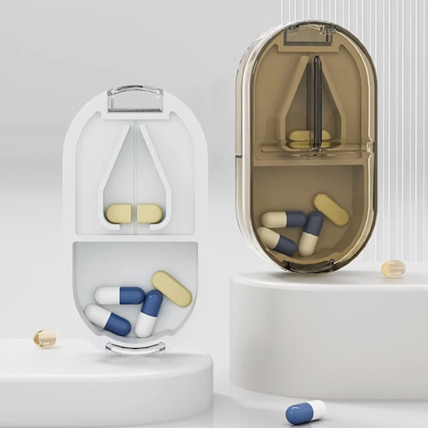 2 I 1 Piller Medicin Knuser Kværn Kværn Splitter Mini Gray