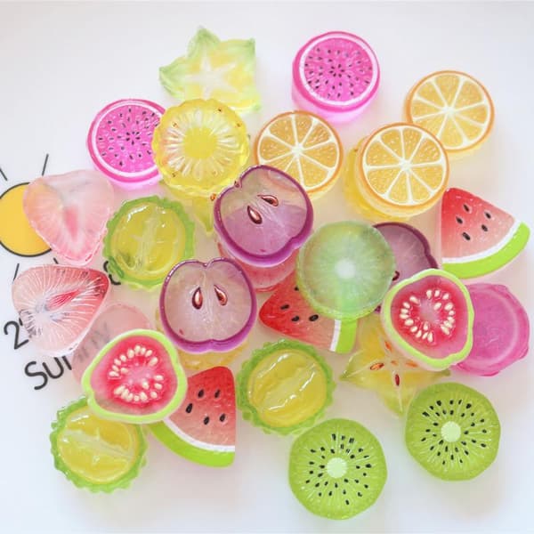10 stk Mini Kawaii e Vannmelon Frukt Flat Bakside Cabochons Scrapb StyleG