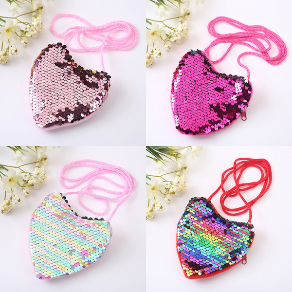 Kreativ pailletter møntpung Lille pige Messenger Love Shoulder A4