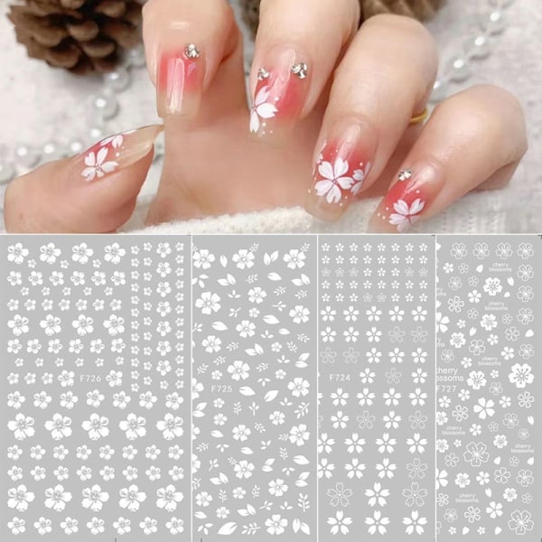 Fashion Cherry Blossom Nail Art Sticker 3D Blommor Manikyr Dec A2