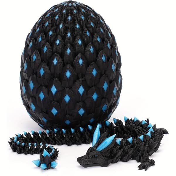 3D-printet krystaldrage selvlysende leddelt drage H Black