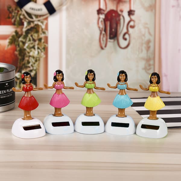 Solar Power Dancing Swinging Girl Legetøj Dashboard Decor Yellow