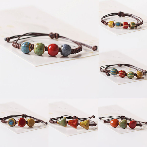 Etnisk stil Keramisk Beaded Dainty Armbånd Armbånd Håndlavet Wa A1