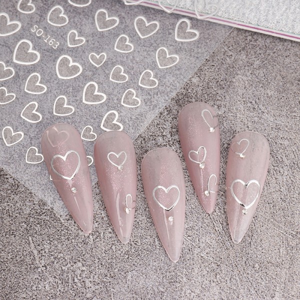 Minimalistisk Love Heart Nail Art-klistremerke for jenter DIY-manikyr D A3
