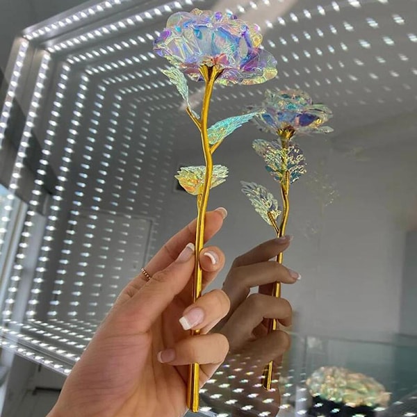 24k forgylt rosegullblad kunstig roseblomst morsdag V