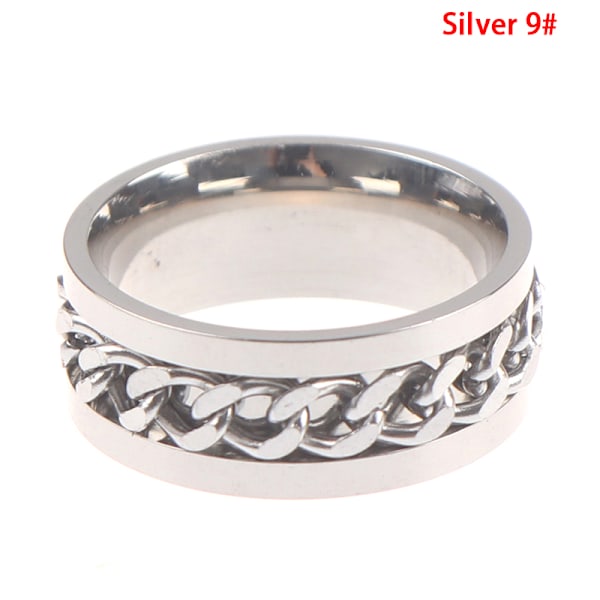 Ring Flaskeåpner Titanium Stål Kjede Rotasjon Ringer Unisex E Silver 9