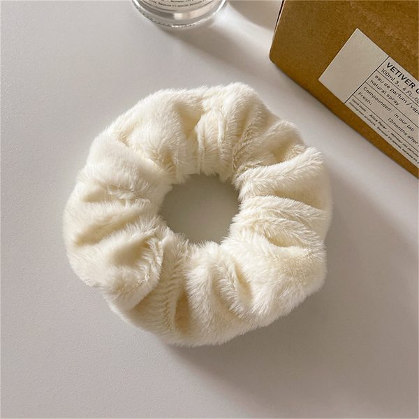 Winter Warm Soft Hair Scrunchies Dame e Plush Elastic Multicol Beige