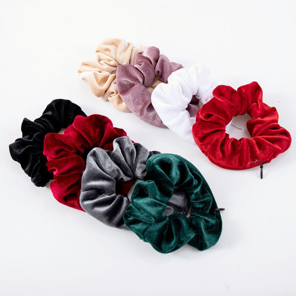 Kvinder Fløjlslynlås Elastiske Hair Bands Rope Scrunchies Tie-dye Green