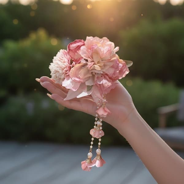 Tofs Hanfu Håraccessoarer Antik Stil Rosa Stil Hårklämma Pink