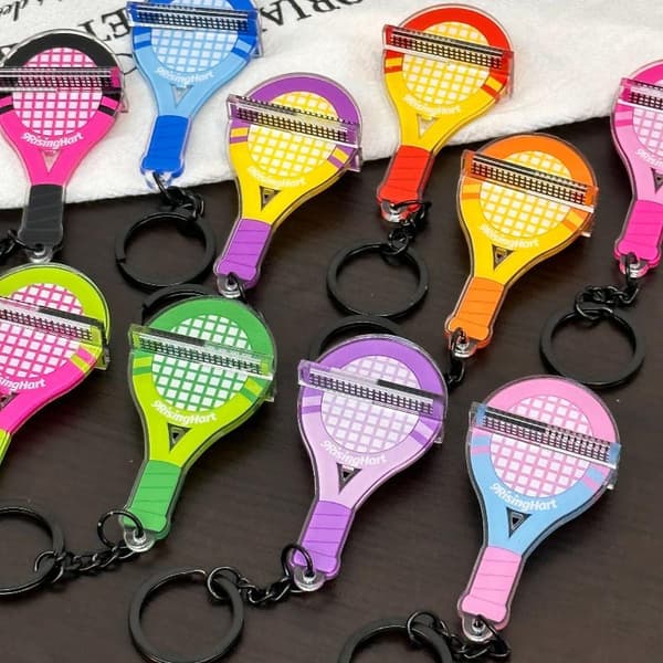 Mini Akryl Pickleball Paddle Nøgleringe Lyse Flerfarvede Stærke A1