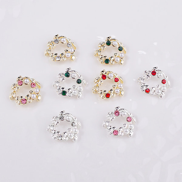 5 st 3D Rhinestone Kristall Nagelkonst Garland Pärla Hängande Charms 6