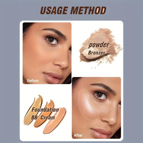 1 stk. flad top foundationbørste, konturvinklet blushbørste, makeup