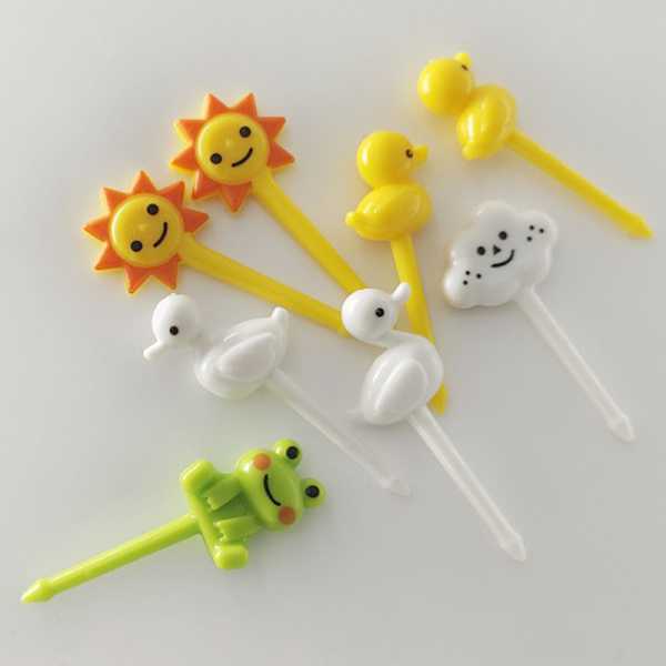 8 stk Animal Sun Cake Fruktgaffel Grade Plastic Mini Cartoon Kid