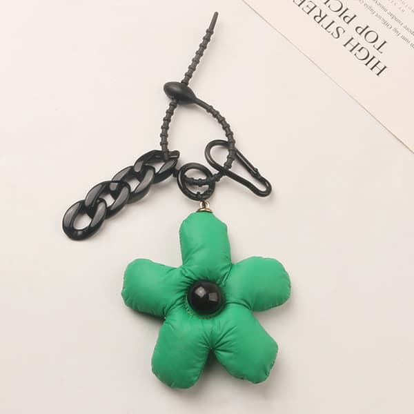 Nøglering Sort Grøn Par Matchende Taske Charm Flower Accessor Black