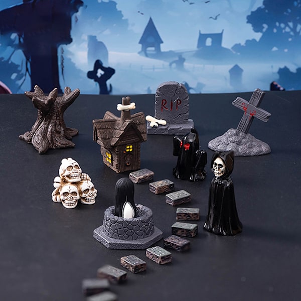 Halloween Mikro Landskap Miniatyr Resin Håndverk Mini Fe Hagem A8