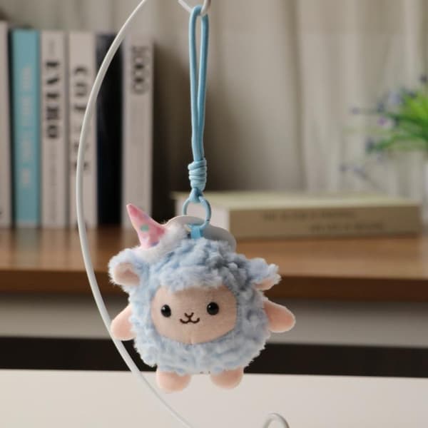 Tecknad Anime Mini Får Nyckelring Fluffig Mjuk Fylld Lamm Hänge A2