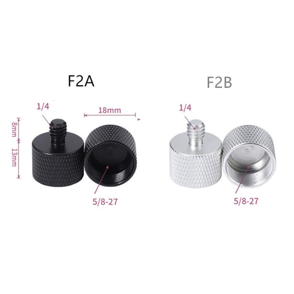 Metallmikrofonstativadapters 5/8 till 1/4 mikrofonkonvertering Black