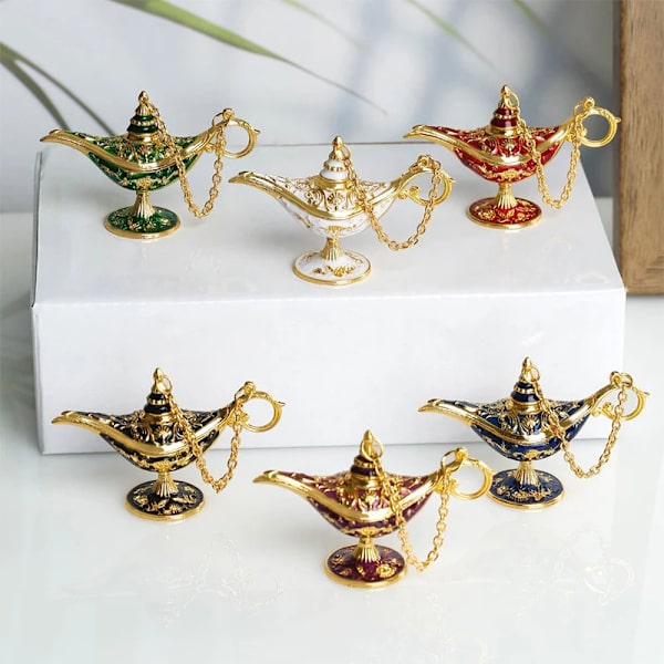 Hellig Ønskelampe Aladdin Lampe Ornament Stue Decoratio Blue