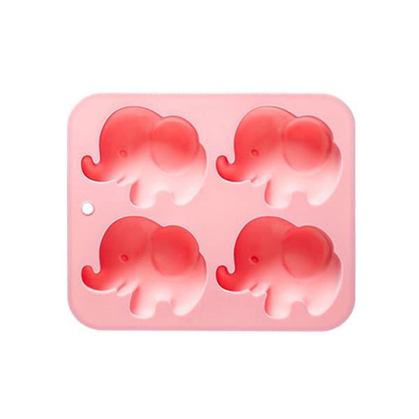 4-hulls Baby Elephant Silikonform e Dyrefondant Godteri Choco Pink