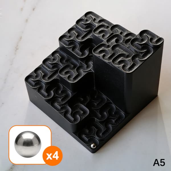 3D-printet Hilbert-kurve kuglebane A5