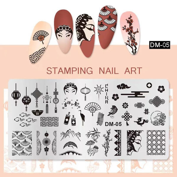 Neglestempling Plader Udskrivning Stencil Manicure Art Stamp Temp DM5