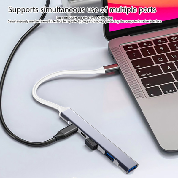 PD 100W USB C HUB Type C til USB 3.0 HUB 5 Ports Multi Splitter A grey