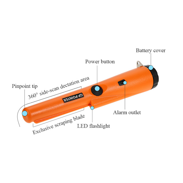 Sond Metall Guld Detektor Vibrationsljus Larm Pin Pointer