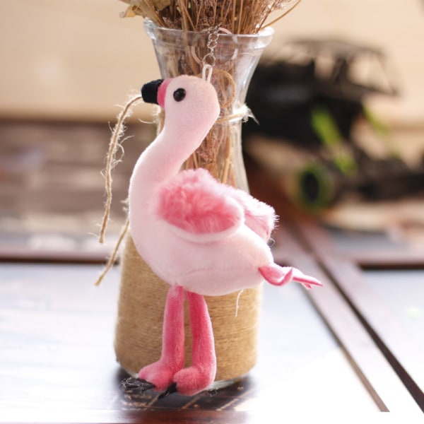 Cartoon Flamingo Doll Nøkkelringer Flamingo Plysj Myk Utstoppet Ani A