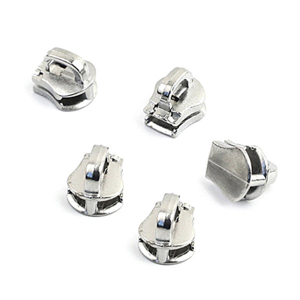 10 stk 5# metal lynlås hoved træk skyder lynlås bagage beklædningsgenstand DIY Silver