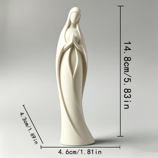 3D-printad bedjande Mariastaty Minimalistisk välsignad moderprydnad S