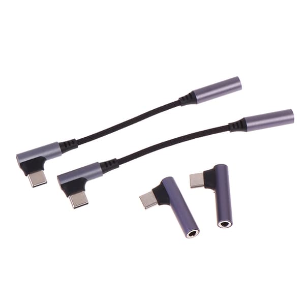 Type C til 3,5 mm Jack-adapter 90° vinklet USB C til 3,5 mm hovedtelefon A1 2PCS