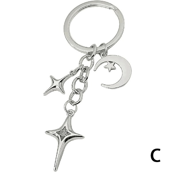 Y2K nøkkelringer Star Moon Metal Nøkkelringer For Kvinner Menn Gift Hand C