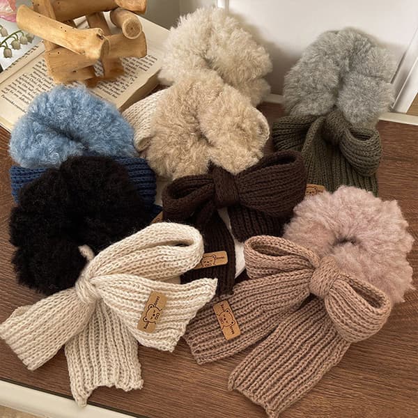 Nya Scrunchie Kvinnor Varmt Hår Scrunchies Vinterstickade hårslipsar A