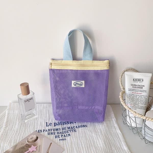 Ins Style Levende Lyse Farver Sommer Mesh Tote Taske Lille Kosmetik A2