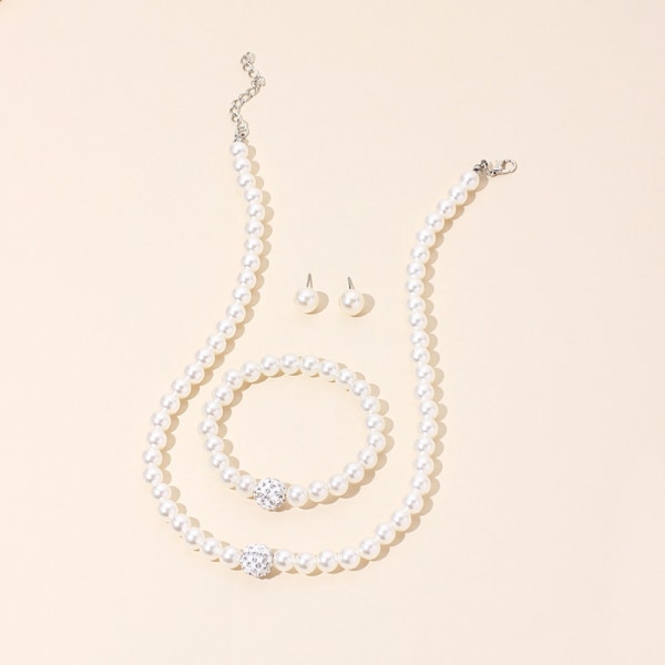4st/ set Vintage Simple Pearl Necklace Örhängen Smycken Set För