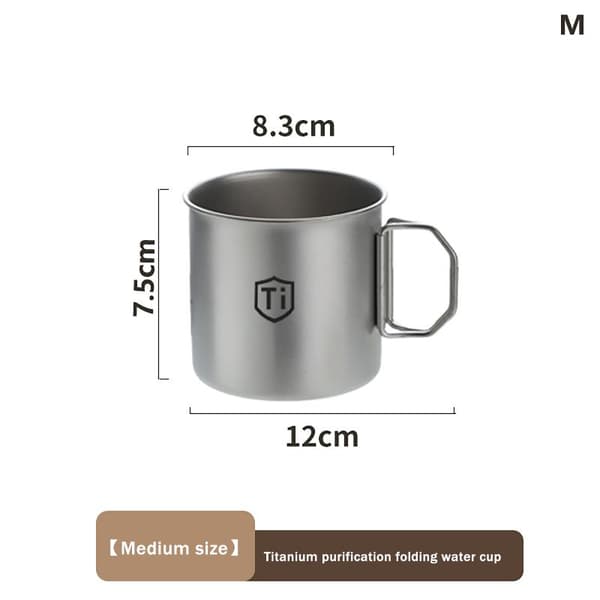 Kaffemugg i titan med vikbart handtag för utomhuscamping M