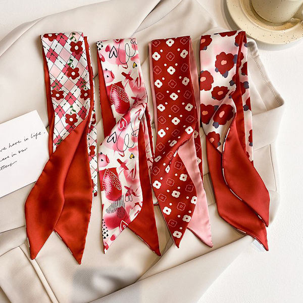 Printed liten sidenscarf n Summer Multifunctional Long Si A11