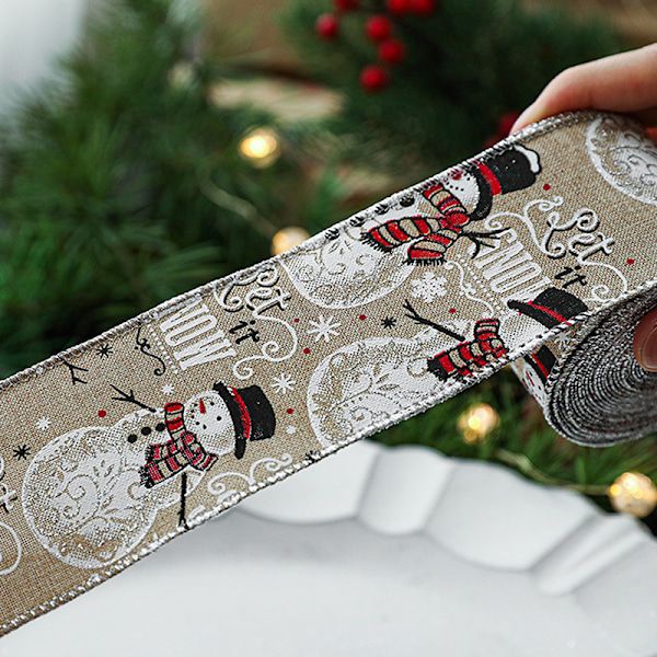 2 Meter/Rulle Juletrykt DIY Bånd Gaveindpakning Jul C