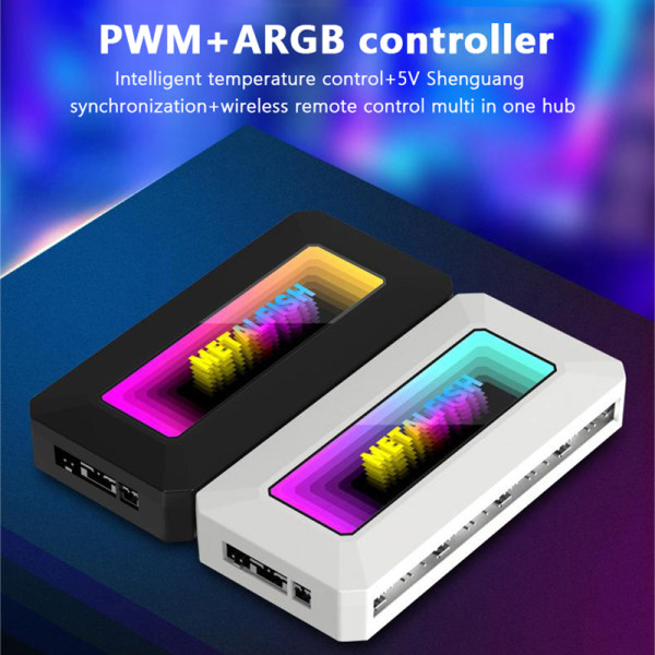 Multifunksjonell ARGB Hub Splitter Med PWM 4Pin black
