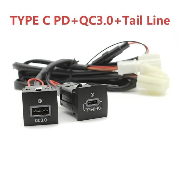 NY Rød LED Bil USB-lader PD Hurtiglading Telefonladeadapter A3