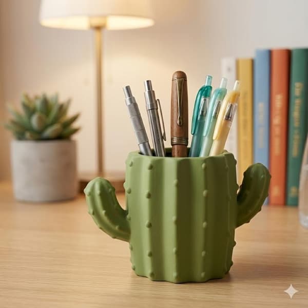 Kreativ Multifunksjonell Mote Kaktus Pennholder For Studenter Green