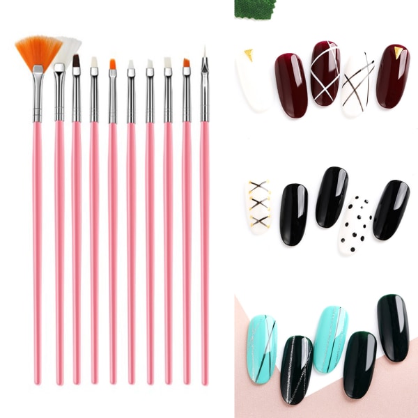 15 kpl / set Nail Manikyyri Geeliharja Nail Art Ombre Brush Black